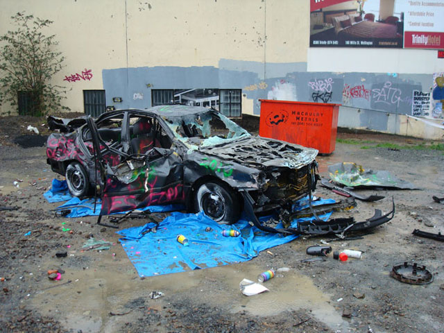 vandalised car