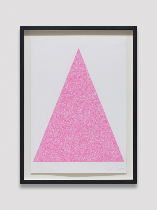 Pink scribble filling a white triangle