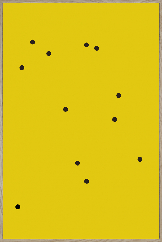 Untitled (12 black dots on yellow)