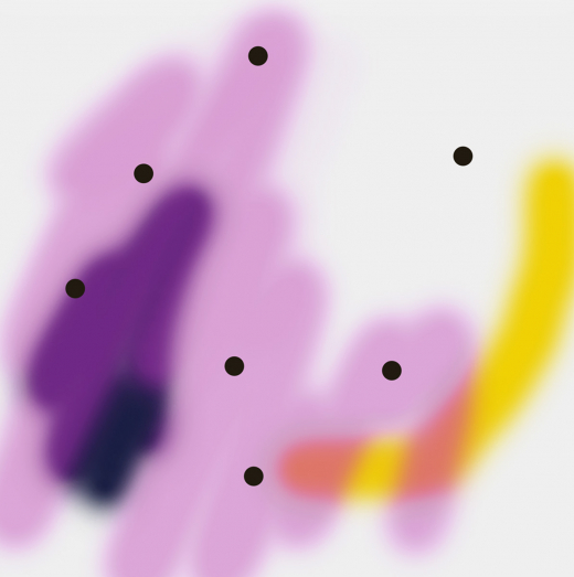 Untitled (7 black dots on multicolour)